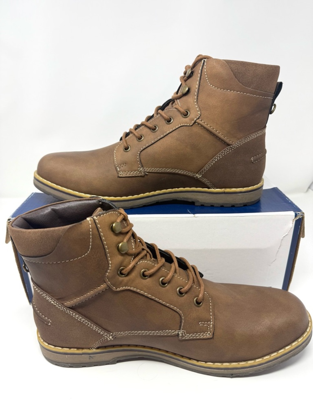 Saddlebred Lyle Dark Tan Vegan Leather‎ Lace Up Boots Men's Size 11M New In Box